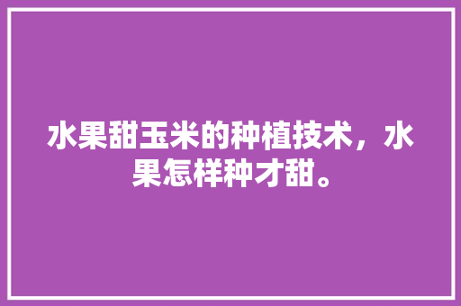 水果甜玉米的种植技术，水果怎样种才甜。