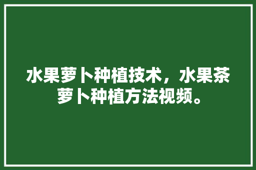 水果萝卜种植技术，水果茶萝卜种植方法视频。