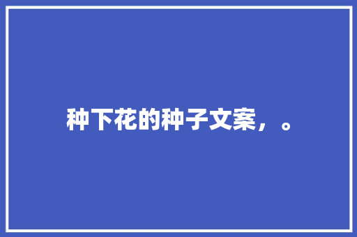 种下花的种子文案，。 畜牧养殖