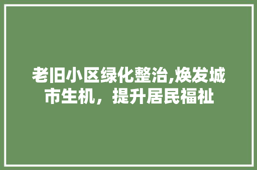 老旧小区绿化整治,焕发城市生机，提升居民福祉