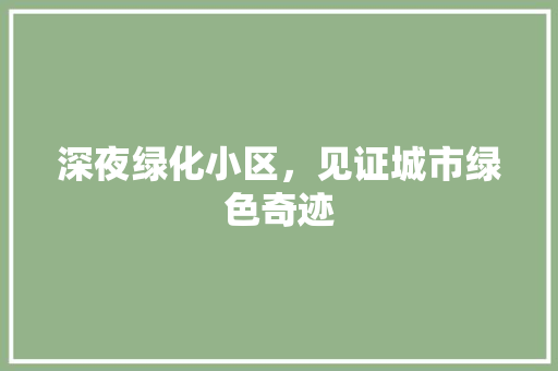 深夜绿化小区，见证城市绿色奇迹