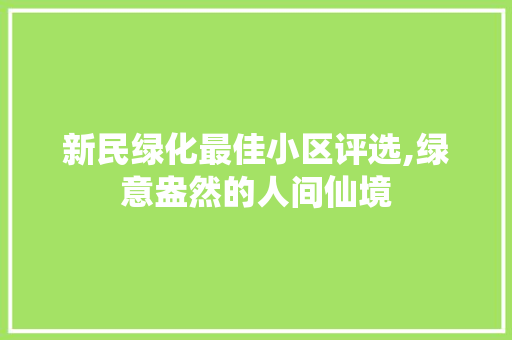 新民绿化最佳小区评选,绿意盎然的人间仙境