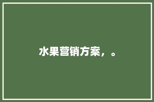 水果营销方案，。