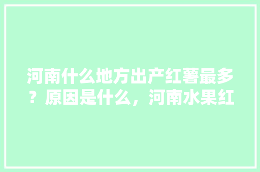 河南什么地方出产红薯最多？原因是什么，河南水果红薯种植基地在哪里。