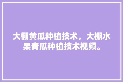 大棚黄瓜种植技术，大棚水果青瓜种植技术视频。