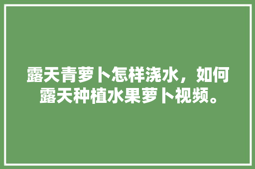 露天青萝卜怎样浇水，如何露天种植水果萝卜视频。