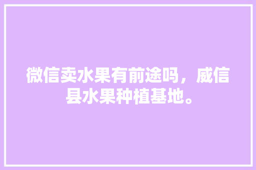 微信卖水果有前途吗，威信县水果种植基地。