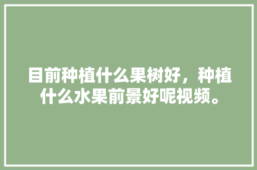 目前种植什么果树好，种植什么水果前景好呢视频。 目前种植什么果树好，种植什么水果前景好呢视频。 蔬菜种植