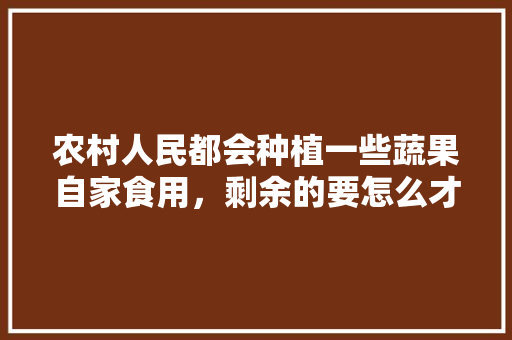 农村人民都会种植一些蔬果自家食用，剩余的要怎么才能销售出去，农民种什么水果最赚钱。