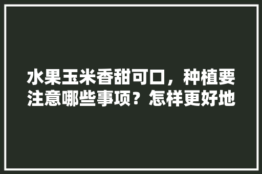 水果玉米香甜可口，种植要注意哪些事项？怎样更好地栽培，水果要好吃怎么种植呢。