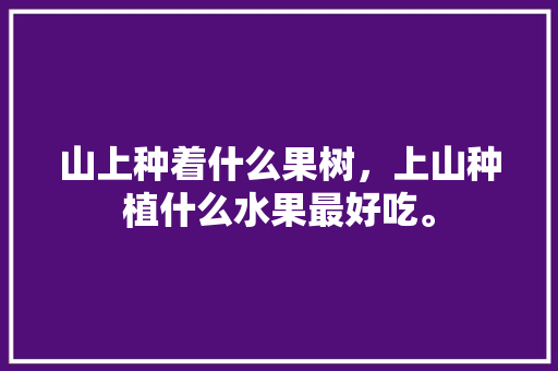 山上种着什么果树，上山种植什么水果最好吃。