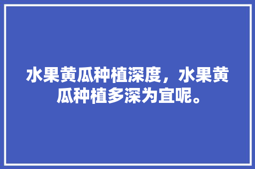 水果黄瓜种植深度，水果黄瓜种植多深为宜呢。