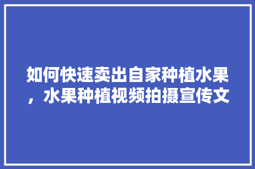 如何快速卖出自家种植水果，水果种植视频拍摄宣传文案。