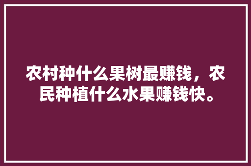 农村种什么果树最赚钱，农民种植什么水果赚钱快。