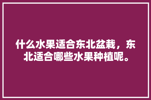 什么水果适合东北盆栽，东北适合哪些水果种植呢。 家禽养殖