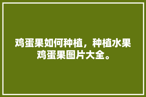 鸡蛋果如何种植，种植水果鸡蛋果图片大全。 水果种植