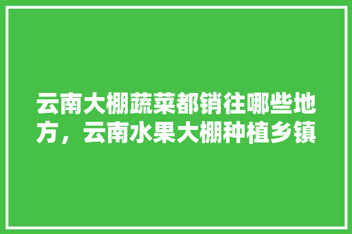 云南大棚蔬菜都销往哪些地方，云南水果大棚种植乡镇有补贴吗。 土壤施肥