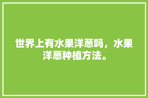 世界上有水果洋葱吗，水果洋葱种植方法。