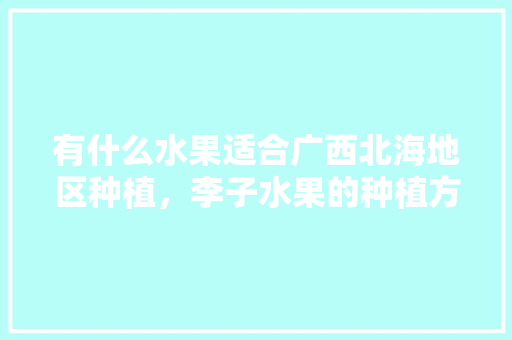 有什么水果适合广西北海地区种植，李子水果的种植方法。