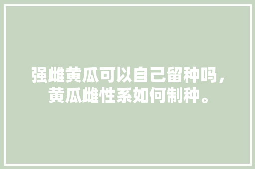 强雌黄瓜可以自己留种吗，黄瓜雌性系如何制种。 水果种植