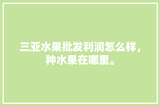 三亚水果批发利润怎么样，种水果在哪里。