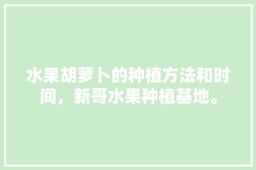 水果胡萝卜的种植方法和时间，新哥水果种植基地。