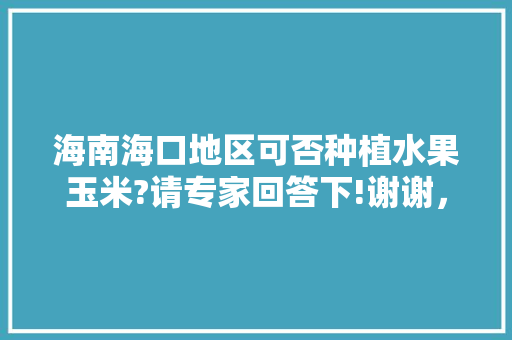 海南海口地区可否种植水果玉米?请专家回答下!谢谢，哪些地区种植水果玉米最多。