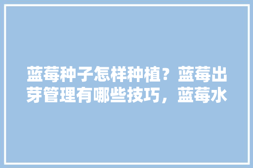 蓝莓种子怎样种植？蓝莓出芽管理有哪些技巧，蓝莓水果的种植方法。 蓝莓种子怎样种植？蓝莓出芽管理有哪些技巧，蓝莓水果的种植方法。 蔬菜种植