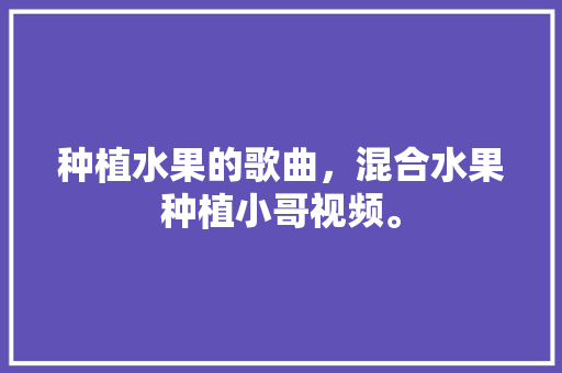 种植水果的歌曲，混合水果种植小哥视频。