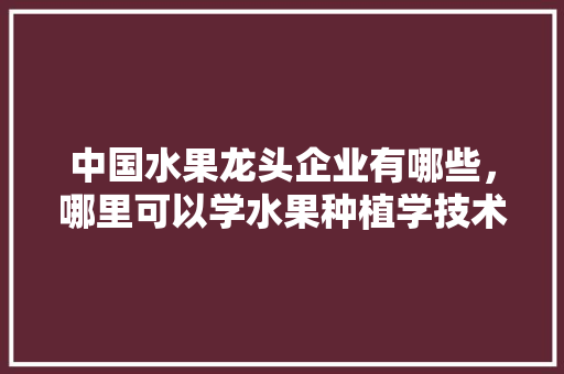 中国水果龙头企业有哪些，哪里可以学水果种植学技术。