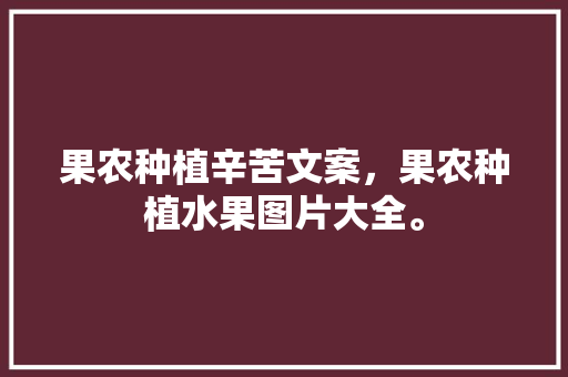 果农种植辛苦文案，果农种植水果图片大全。