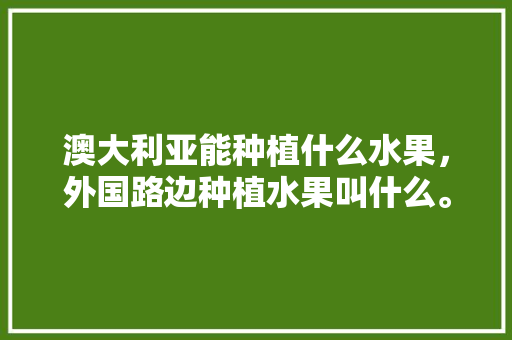 澳大利亚能种植什么水果，外国路边种植水果叫什么。