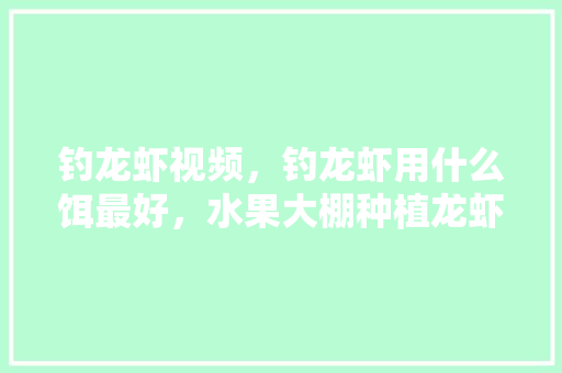 钓龙虾视频，钓龙虾用什么饵最好，水果大棚种植龙虾视频教程。