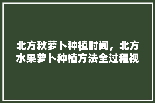 北方秋萝卜种植时间，北方水果萝卜种植方法全过程视频。