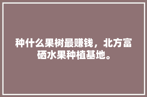 种什么果树最赚钱，北方富硒水果种植基地。 种什么果树最赚钱，北方富硒水果种植基地。 土壤施肥