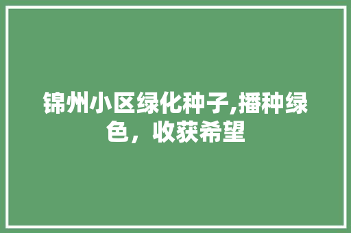 锦州小区绿化种子,播种绿色，收获希望