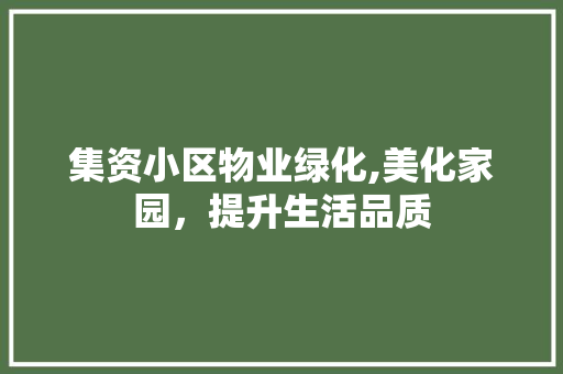 集资小区物业绿化,美化家园，提升生活品质