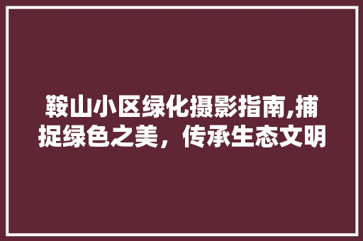 鞍山小区绿化摄影指南,捕捉绿色之美，传承生态文明