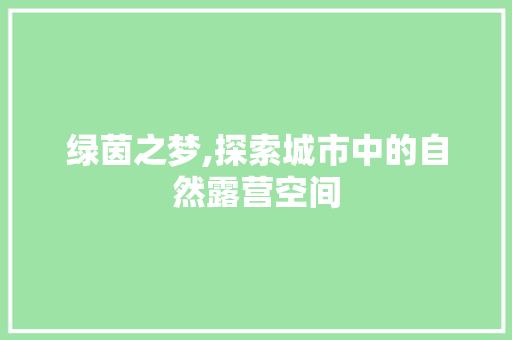 绿茵之梦,探索城市中的自然露营空间