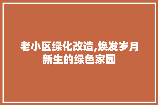 老小区绿化改造,焕发岁月新生的绿色家园