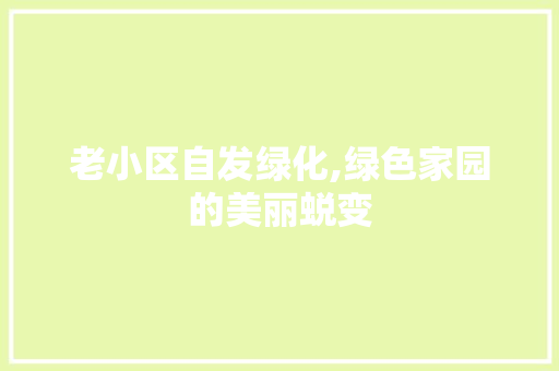 老小区自发绿化,绿色家园的美丽蜕变