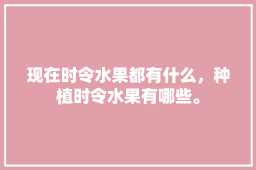 现在时令水果都有什么，种植时令水果有哪些。 现在时令水果都有什么，种植时令水果有哪些。 土壤施肥