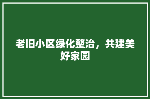 老旧小区绿化整治，共建美好家园