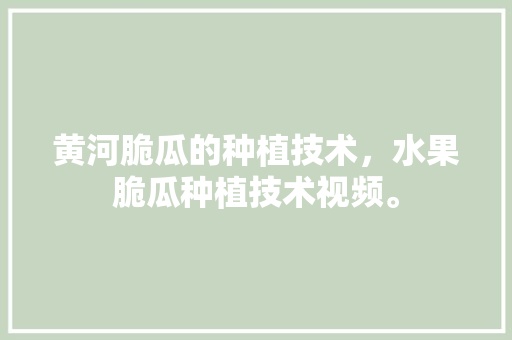 黄河脆瓜的种植技术，水果脆瓜种植技术视频。 黄河脆瓜的种植技术，水果脆瓜种植技术视频。 畜牧养殖