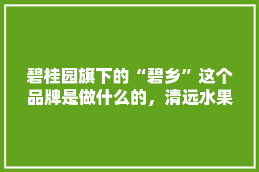 碧桂园旗下的“碧乡”这个品牌是做什么的，清远水果番茄种植基地。 碧桂园旗下的“碧乡”这个品牌是做什么的，清远水果番茄种植基地。 畜牧养殖