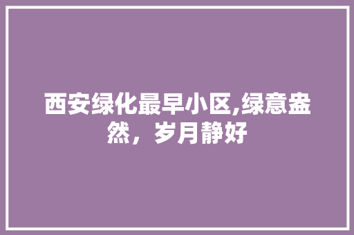 西安绿化最早小区,绿意盎然，岁月静好