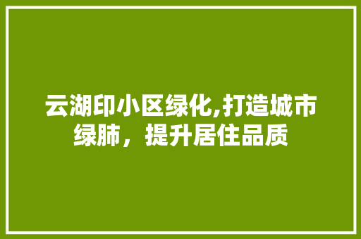 云湖印小区绿化,打造城市绿肺，提升居住品质