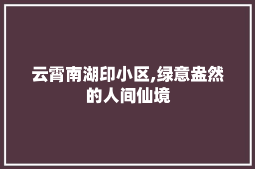 云霄南湖印小区,绿意盎然的人间仙境