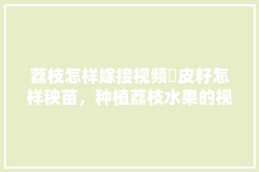 荔枝怎样嫁接视频黃皮籽怎样秧苗，种植荔枝水果的视频教程。 荔枝怎样嫁接视频黃皮籽怎样秧苗，种植荔枝水果的视频教程。 畜牧养殖