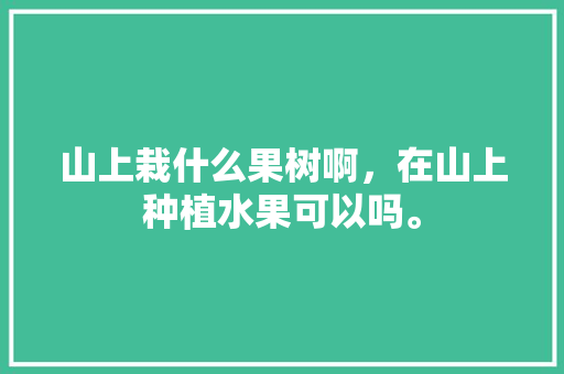 山上栽什么果树啊，在山上种植水果可以吗。 山上栽什么果树啊，在山上种植水果可以吗。 家禽养殖